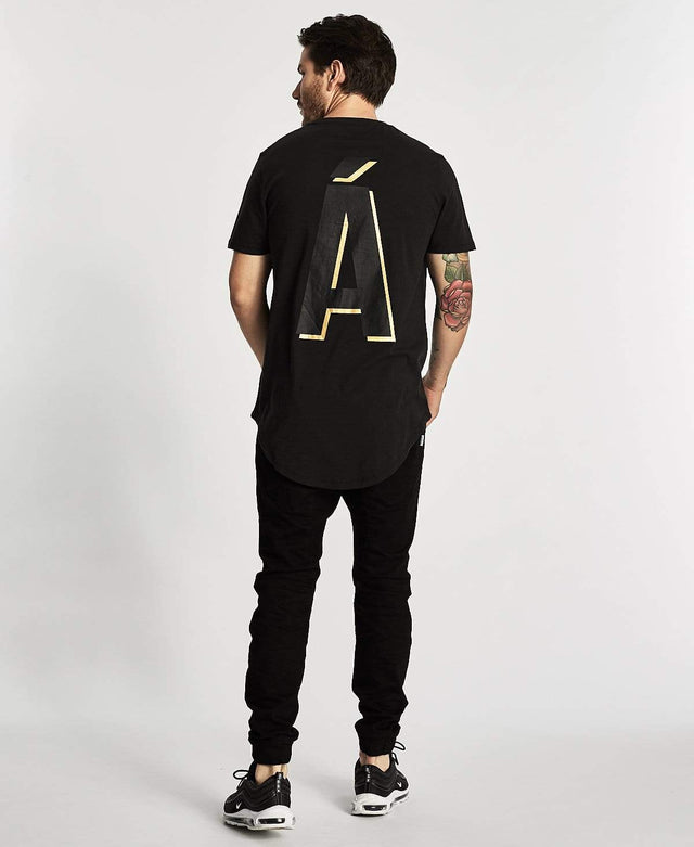 Americain Vendredi Noir Curved Hem T-Shirt Jet Black