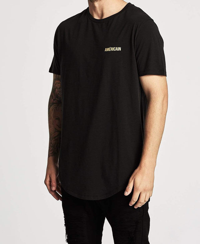 Americain Vendredi Noir Curved Hem T-Shirt Jet Black