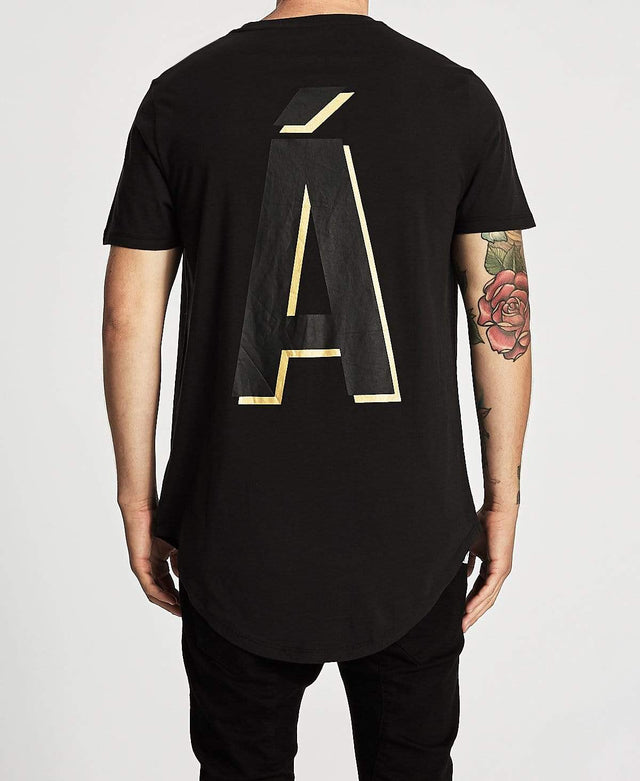 Americain Vendredi Noir Curved Hem T-Shirt Jet Black