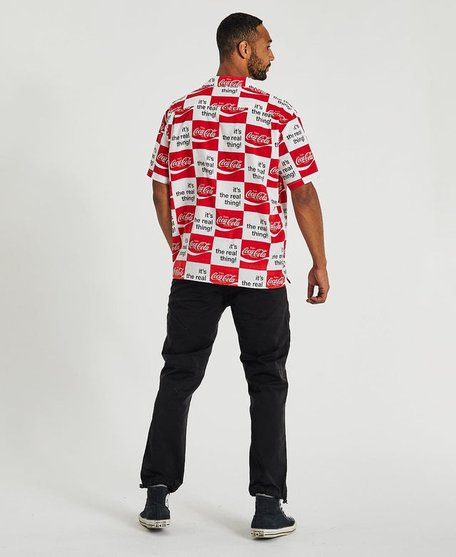Brixton Coca-Cola Bunker Short Sleeve Shirt White/Red