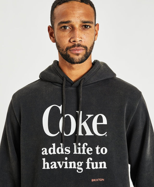 model wears Coca-Cola Having Fun Hoodie Black Fleece Black - image 2