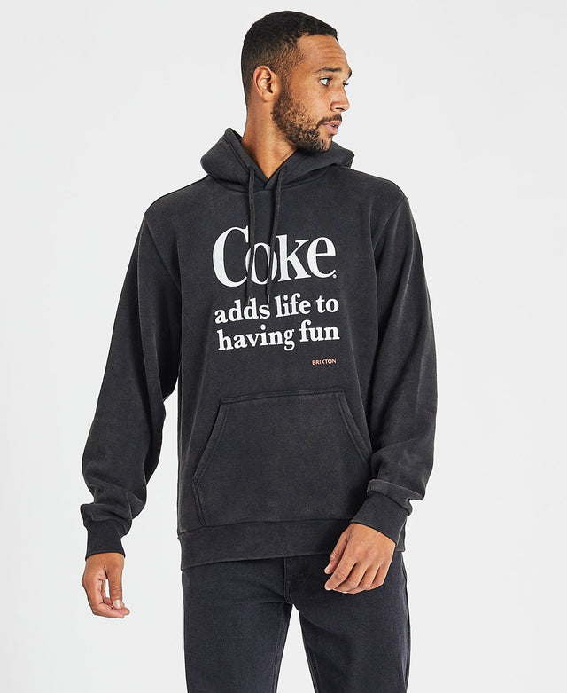 model wears Coca-Cola Having Fun Hoodie Black Fleece Black - image 1