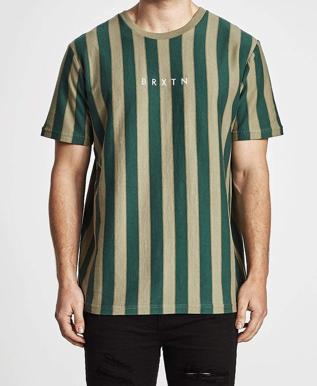 Brixton Hilt Embroidered Knit T-Shirt Sage/Emerald