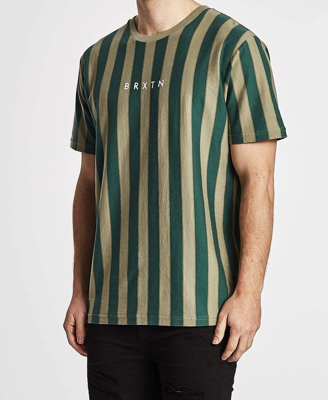 Brixton Hilt Embroidered Knit T-Shirt Sage/Emerald