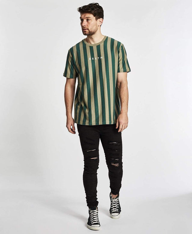 Brixton Hilt Embroidered Knit T-Shirt Sage/Emerald