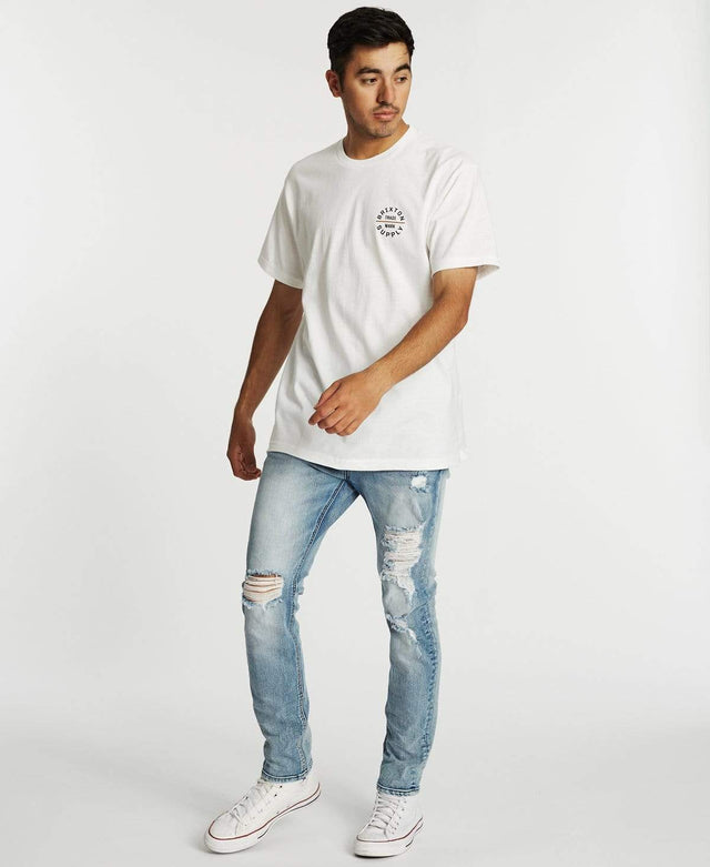 Brixton Oath V T-Shirt White/Amber