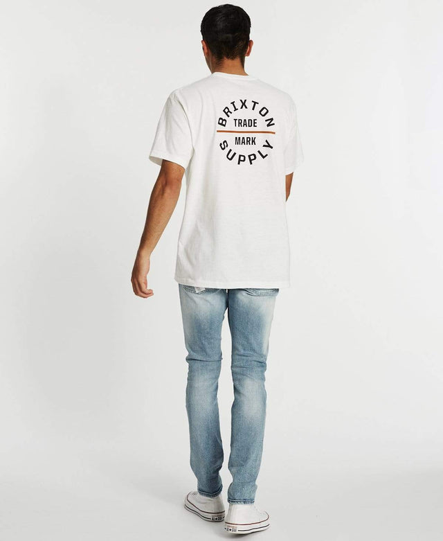Brixton Oath V T-Shirt White/Amber
