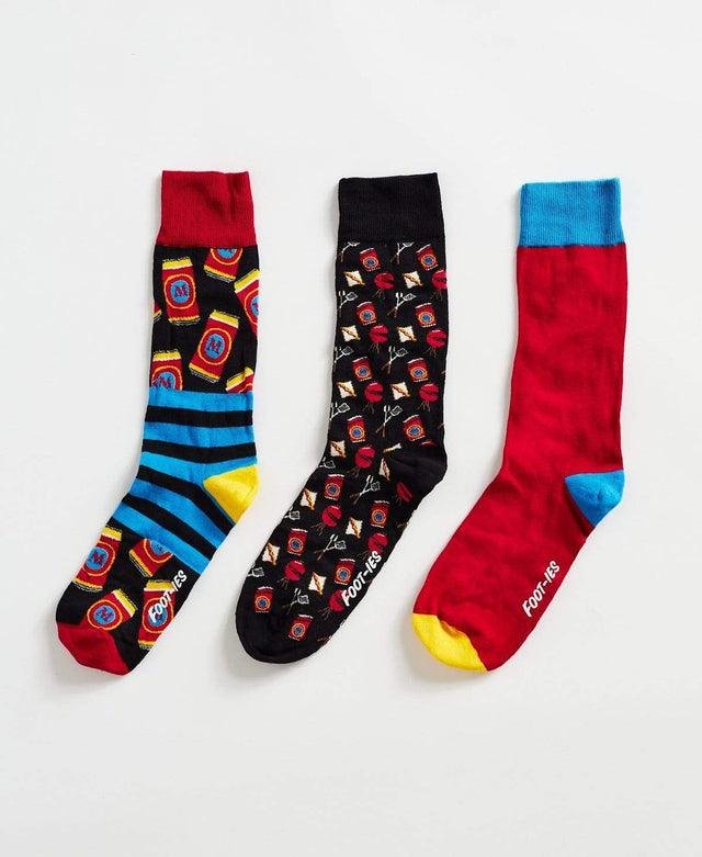 Footies Melbourne Bitter Gift Can 3 Pack Socks Multi Colour