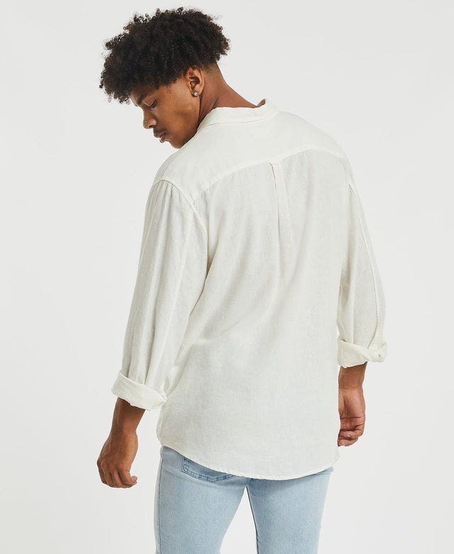 Inventory Newport Linen Long Sleeve Shirt Natural White