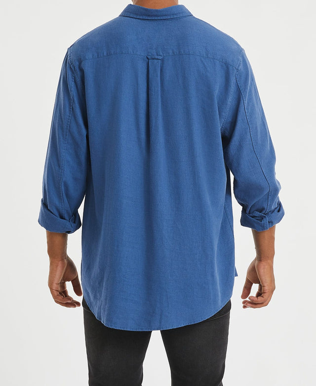 Inventory Newport Linen Long Sleeve Shirt Pigment Navy