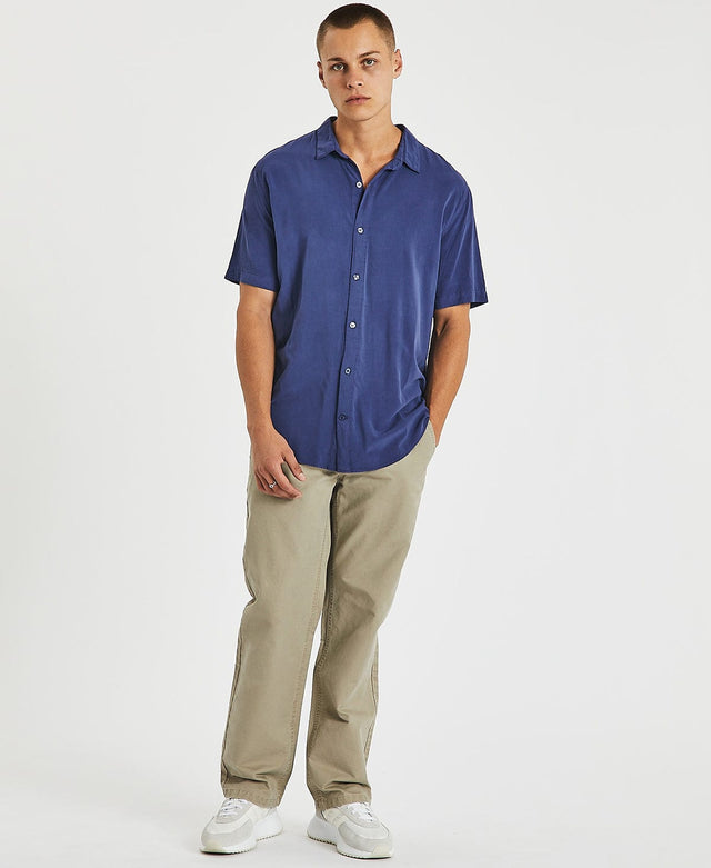 Inventory Oxford Relaxed Short Sleeve Shirt Pigment Navy Blue