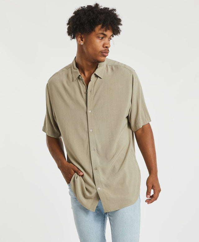 Inventory Oxford Relaxed Short Sleeve Shirt Sepia