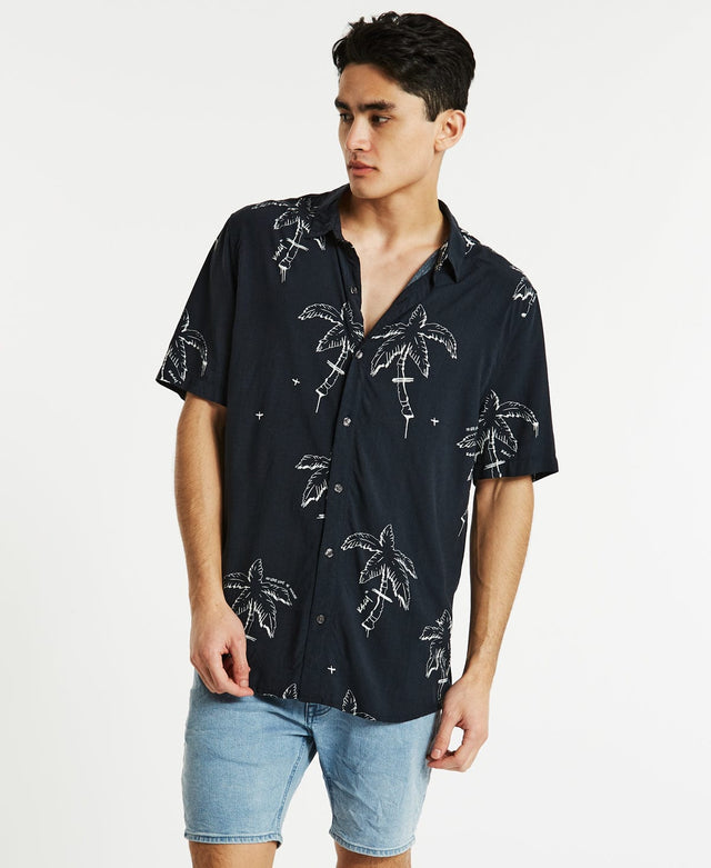 Kiss Chacey Become Relaxed Short Sleeve Shirt Black/White Print
