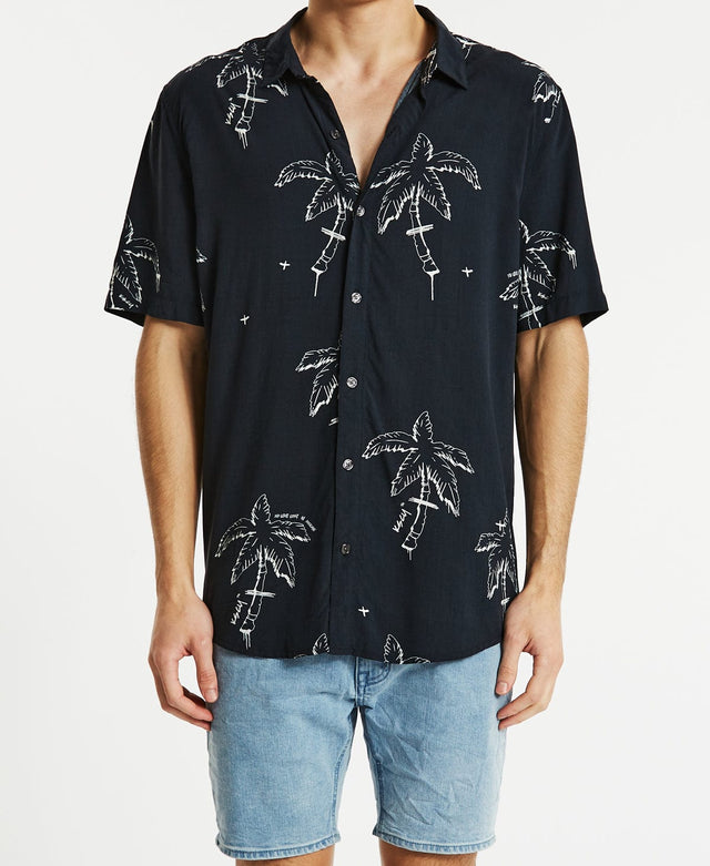 Kiss Chacey Become Relaxed Short Sleeve Shirt Black/White Print
