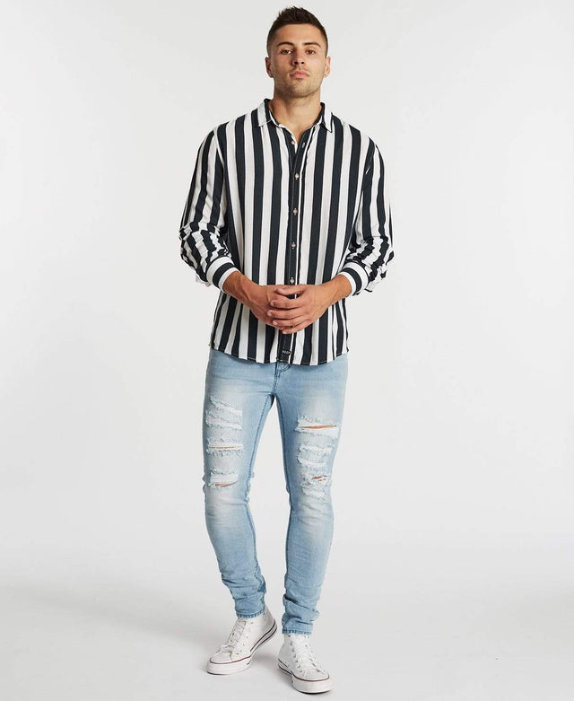 Kiss Chacey Bombay Standard Long Sleeve Shirt Blue/White Stripe
