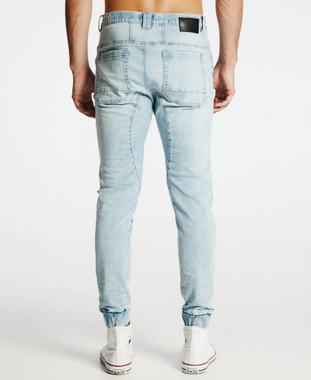 model wears Carter Denim Jogger Pants Powder Blue Pants Blue - image 2