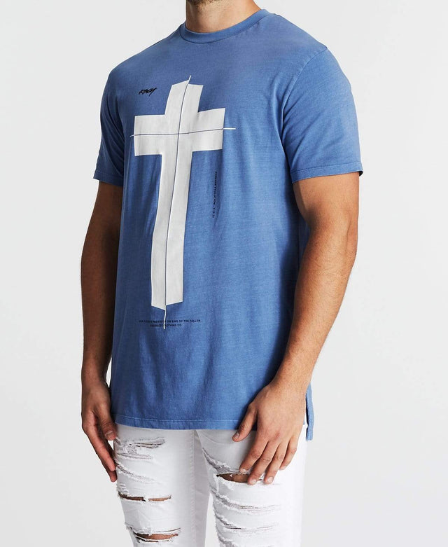 Kiss Chacey Dazed Step Hem T-Shirt Pigment Colony Blue