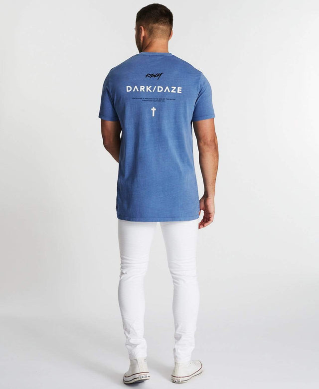 Kiss Chacey Dazed Step Hem Tee Pigment Colony Blue