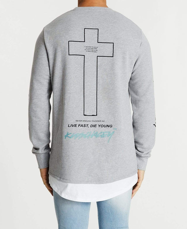 Kiss Chacey Die Young Layered Jumper Grey Marle