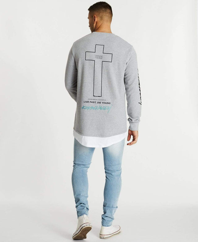 Kiss Chacey Die Young Layered Jumper Grey Marle