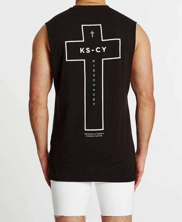 Kiss Chacey Durham Step Hem Muscle Tee Jet Black