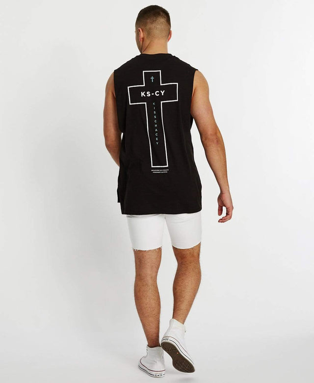 Kiss Chacey Durham Step Hem Muscle Tee Jet Black