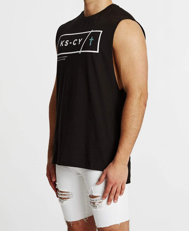 Kiss Chacey Durham Step Hem Muscle Tee Jet Black