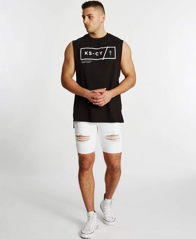 Kiss Chacey Durham Step Hem Muscle Tee Jet Black