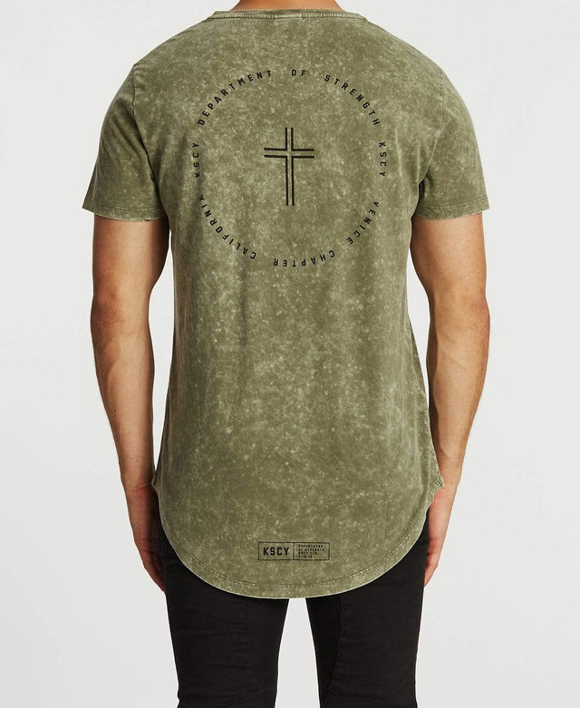 Kiss Chacey Episodes Dual Curved V-Neck T-Shirt Acid Khaki