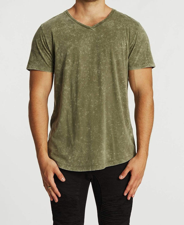 Kiss Chacey Episodes Dual Curved V-Neck T-Shirt Acid Khaki