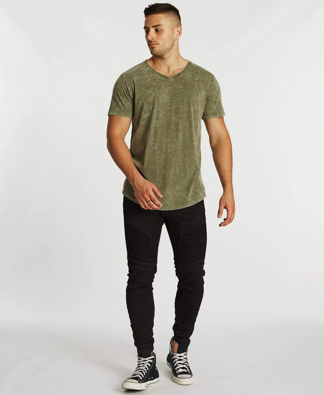 Kiss Chacey Episodes Dual Curved V-Neck T-Shirt Acid Khaki