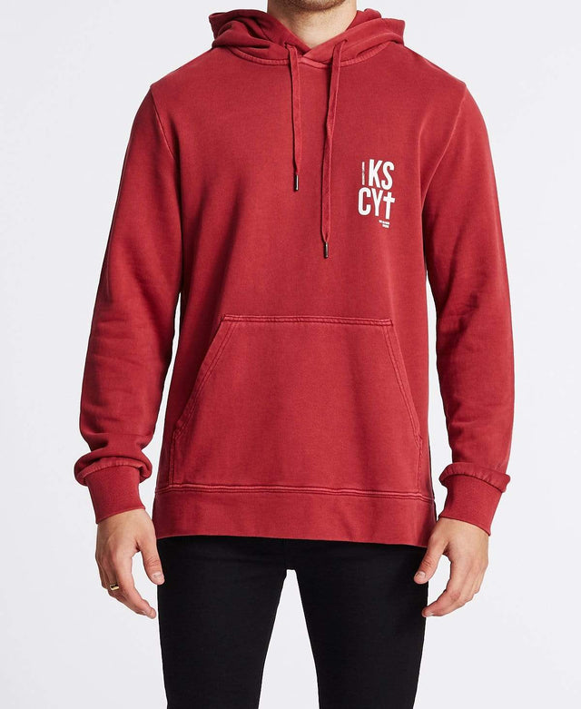 Kiss Chacey False Hopes Step Hem Hoodie Pigment Burgundy