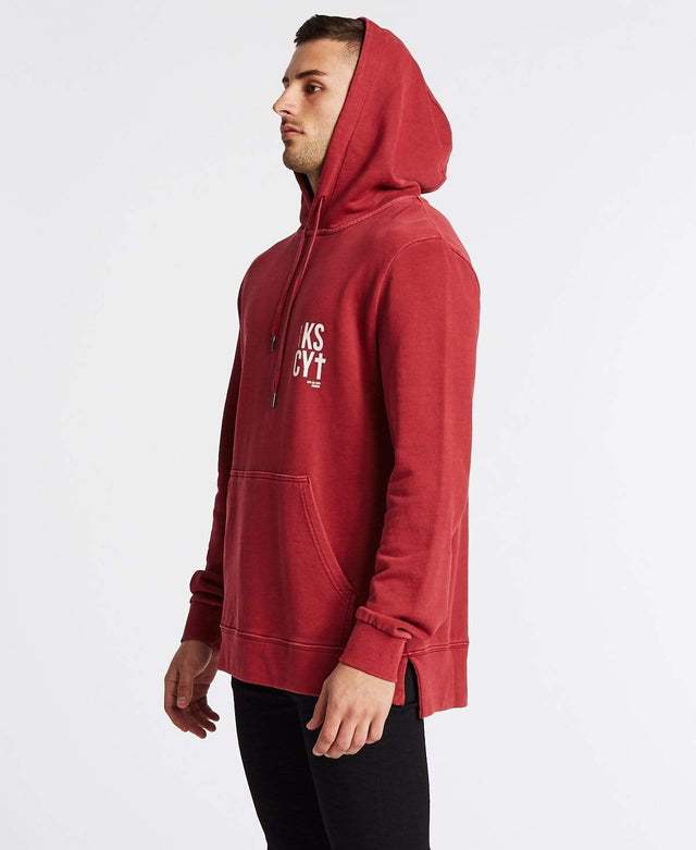Kiss Chacey False Hopes Step Hem Hoodie Pigment Burgundy