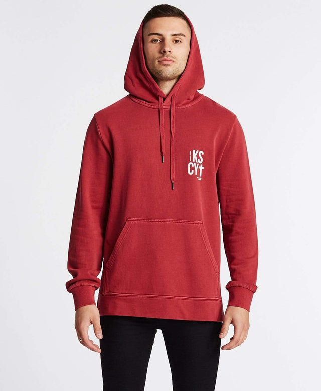 Kiss Chacey False Hopes Step Hem Hoodie Pigment Burgundy