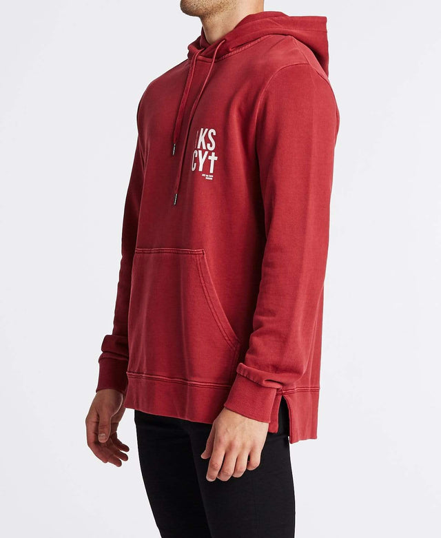 Kiss Chacey False Hopes Step Hem Hoodie Pigment Burgundy