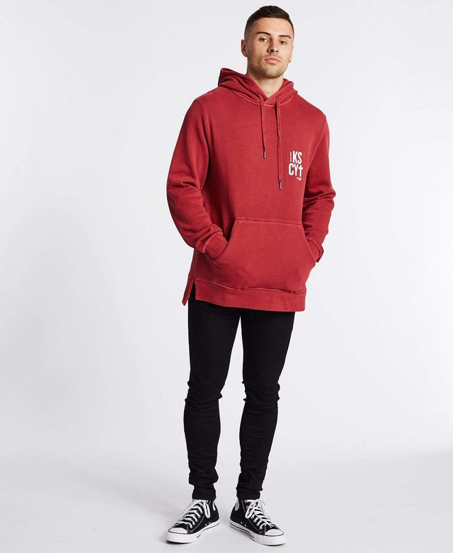 Kiss Chacey False Hopes Step Hem Hoodie Pigment Burgundy