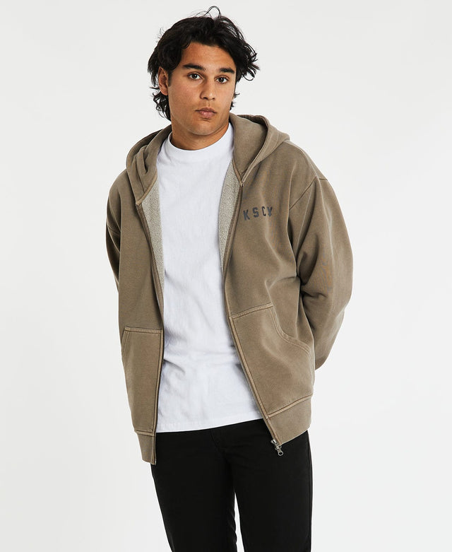 Kiss Chacey Gaskill Relaxed Hoodie Zip Jumper Pigment Driftwood Brown