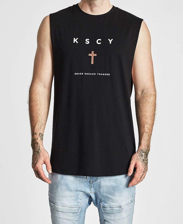 Kiss Chacey Huntington Curved Hem Muscle Tee Jet Black