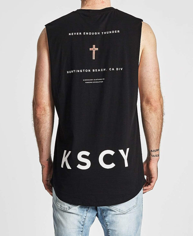 Kiss Chacey Huntington Curved Hem Muscle Tee Jet Black