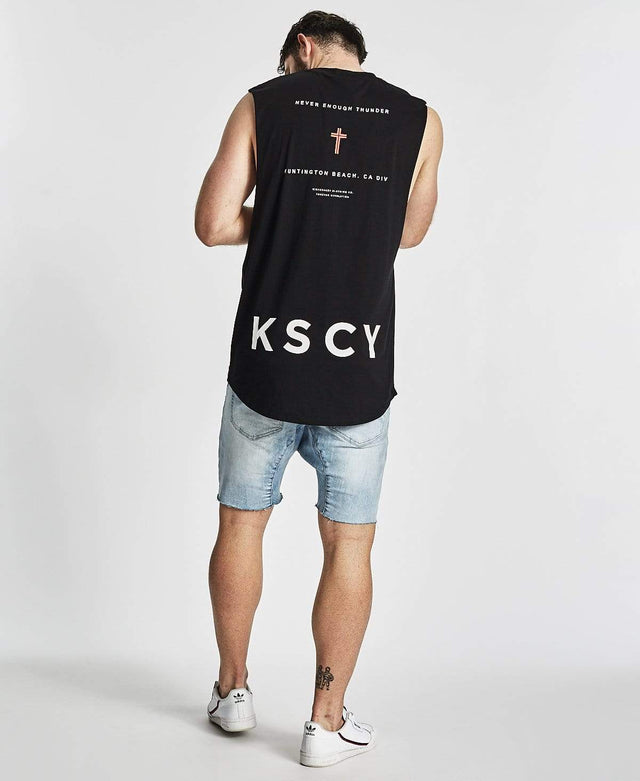 Kiss Chacey Huntington Curved Hem Muscle Tee Jet Black