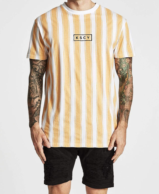 Kiss Chacey Ideal Relaxed Fit T-Shirt White Caramel Striple
