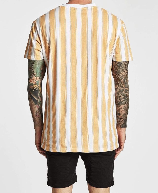 Kiss Chacey Ideal Relaxed Fit T-Shirt White Caramel Striple