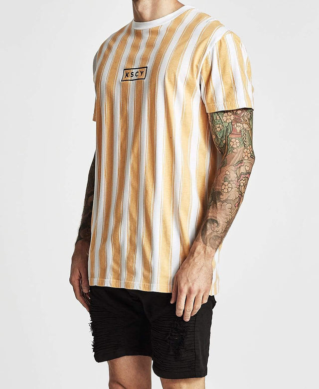Kiss Chacey Ideal Relaxed Fit T-Shirt White Caramel Striple