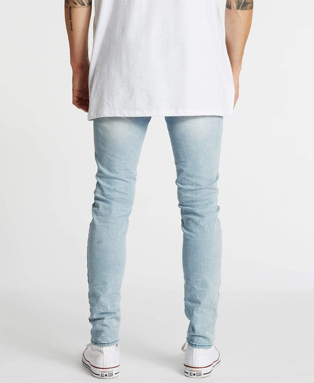 model wears K1 Super Skinny Fit Jeans Destroyed Defiance Blue Pants Blue - image 6