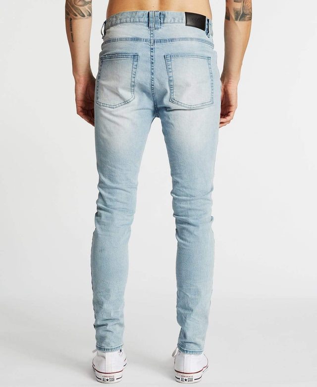 model wears K1 Super Skinny Fit Jeans Destroyed Defiance Blue Pants Blue - image 2