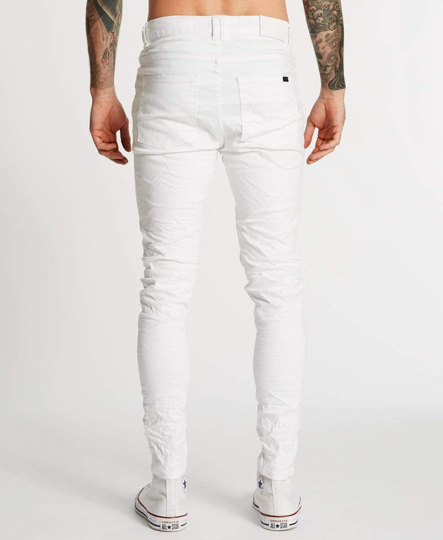 model wears K1 Super Skinny Fit Jeans Destroyed White Pants White - image 2