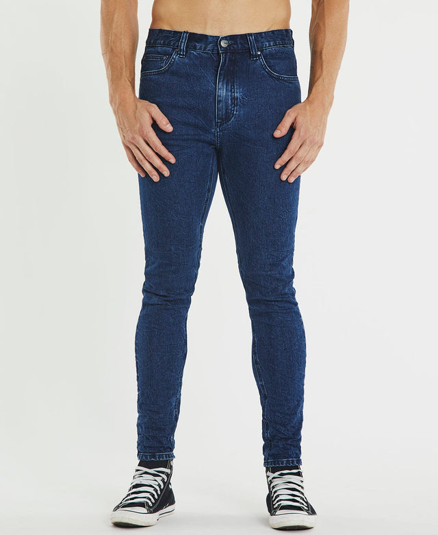 model wears K1 Super Skinny Fit Jeans Ozark Blue Pants Blue - image 5