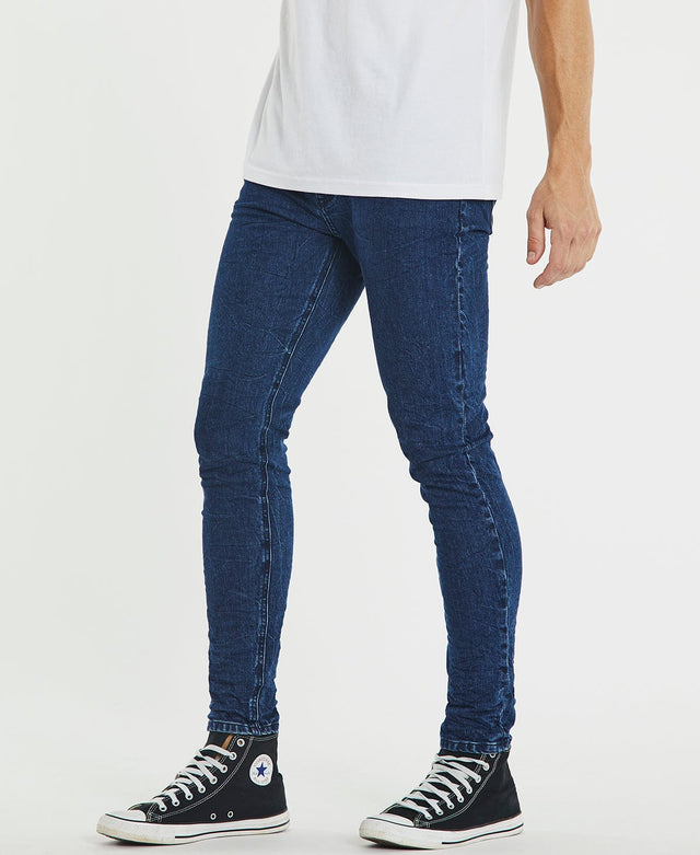 model wears K1 Super Skinny Fit Jeans Ozark Blue Pants Blue - image 2