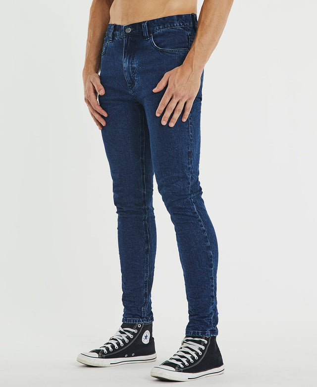 model wears K1 Super Skinny Fit Jeans Ozark Blue Pants Blue - image 4