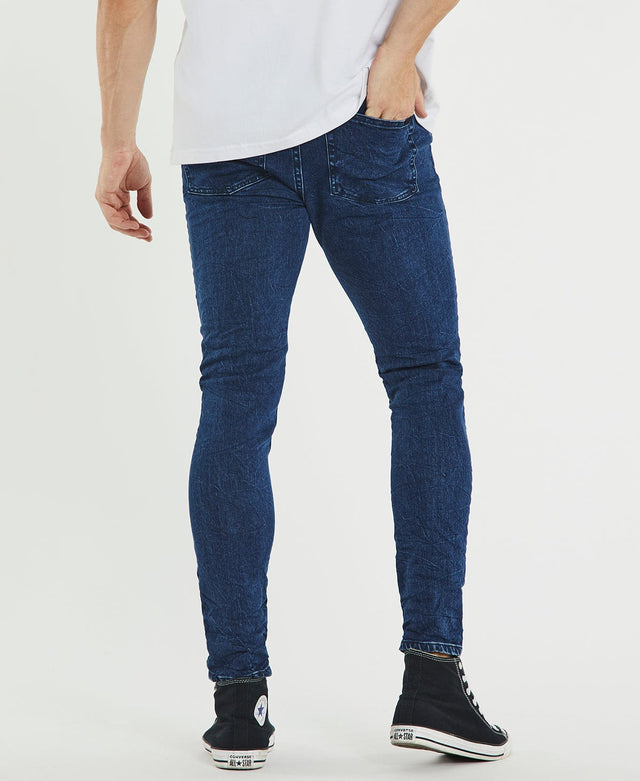 model wears K1 Super Skinny Fit Jeans Ozark Blue Pants Blue - image 6